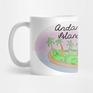 Andaman Islands watercolor Island travel, beach, sea and palm trees. Holidays and rest, summer and relaxation Mug